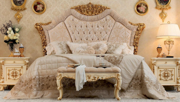 Luxe Chesterfield poef bijzettafel gestoffeerde bank slaapkamer