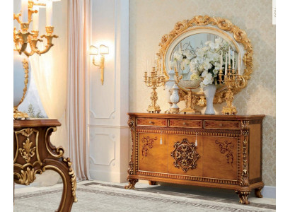 Ladenkast Spiegel Dressoir Goud Hout Woonkamer Meubelkast
