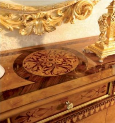 Ladenkast Spiegel Dressoir Goud Hout Woonkamer Meubelkast