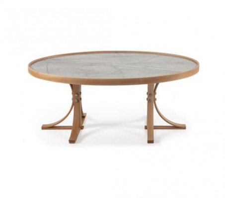 Luxe woonkamer salontafel hout koffietafel inrichting modern meubilair