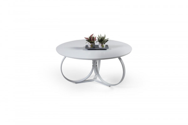 Witte salontafel, ronde woonkamertafel, designmeubilair, modern meubilair