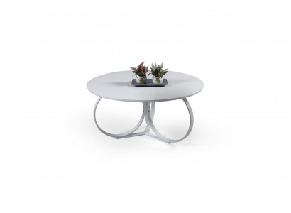 Witte salontafel, ronde woonkamertafel, designmeubilair, modern meubilair