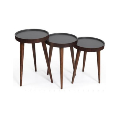 Bruin hout 3x salontafels woonkamer compleet bijzettafel luxe tafels