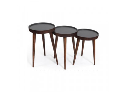Bruin hout 3x salontafels woonkamer compleet bijzettafel luxe tafels