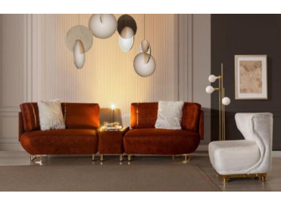 Oranje bank Met een tafel Ontwerper 3-zits woonkamer luxe meubels