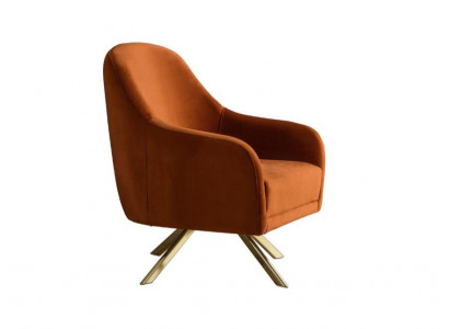 Oranje armleuningstoel roestvrijstalen poten Moderne fauteuil gestoffeerde meubels