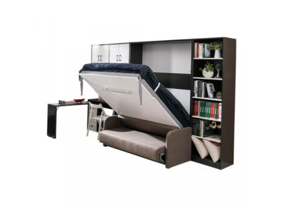Kast Bed met bank Kussens Muurkasten Slaapbed inklap meubels + Bank Nieuw