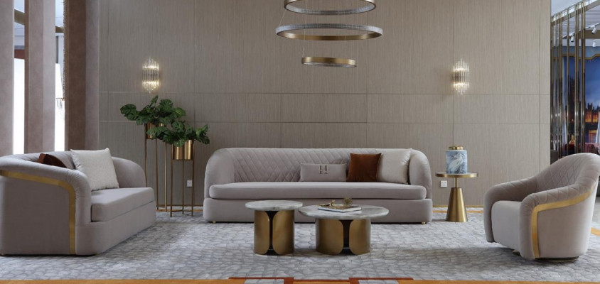 Driedelige stoffen bankstel gestoffeerde designbank 3-zitsbank meubels Grote nieuwe bank