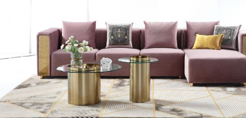 Hoekbank L-vorm Salontafel Beklede Hoek Woonkamer Luxe Meubels Bank Bankstel 3-delig