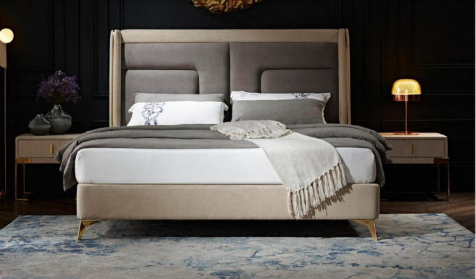 Compleet slaapkamerset: bed, 2 nachtkastjes, 3-delige set, designbedden, luxe.