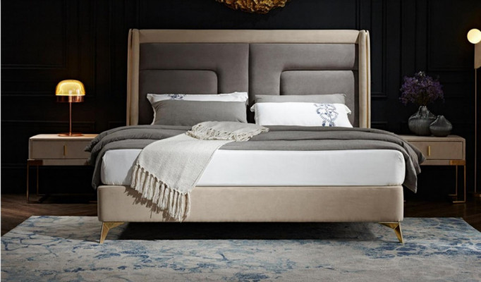 Compleet slaapkamerset: bed, 2 nachtkastjes, 3-delige set, designbedden, luxe.
