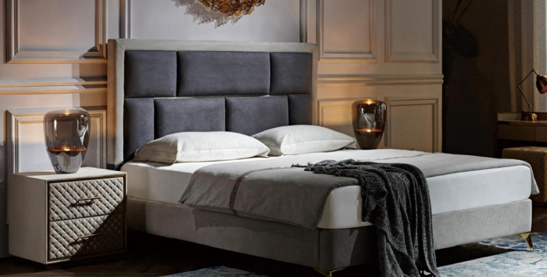 Slaapkamer 3-delig set Bed 2x Nachtkastje Console Bedden Tweepersoonsbekleding Hotel