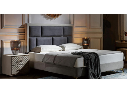 Slaapkamer 3-delig set Bed 2x Nachtkastje Console Bedden Tweepersoonsbekleding Hotel
