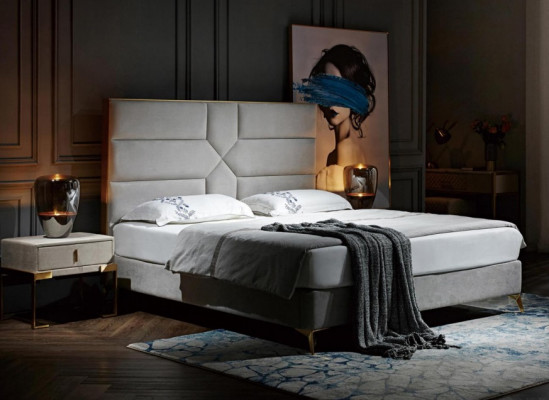Tweepersoonsbed Bed Huwelijksbed Design Luxe Fluweel Gestoffeerd Bed Design Bed Textiel Bedden