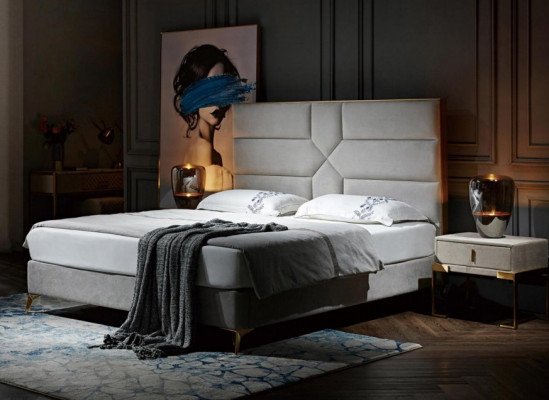 Tweepersoonsbed Bed Huwelijksbed Design Luxe Fluweel Gestoffeerd Bed Design Bed Textiel Bedden