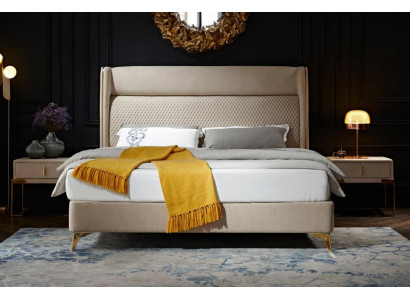 Bed 2x Bedside table 3 pieces Bedroom set Designer hotel suite Beds New