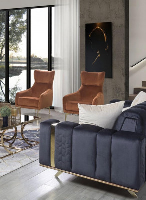 Fauteuil eenzitter luxe gestoffeerd meubilair woonkamer bruin fauteuil textiel lounge nieuw.