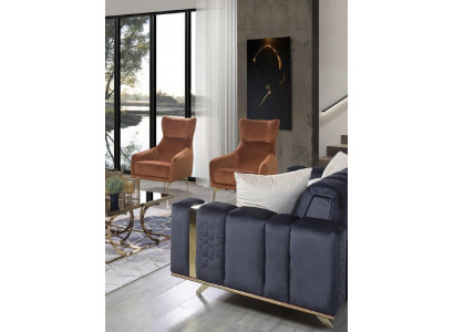 Fauteuil eenzitter luxe gestoffeerd meubilair woonkamer bruin fauteuil textiel lounge nieuw.