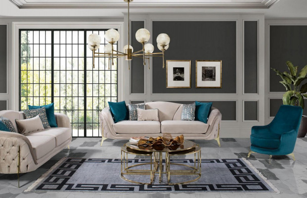 Ronde fauteuil design woonkamer bekleding hout bekleding moderne luxe blauw nieuw