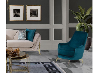 Ronde fauteuil design woonkamer bekleding hout bekleding moderne luxe blauw nieuw