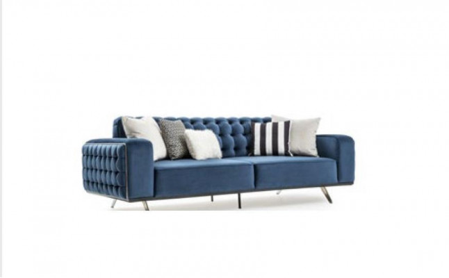 Klassieke Chesterfield driezits luxueuze blauwe bankenbank 3-zitsbanken