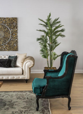 Klassieke fauteuil luxe bekleding textiel 1-zits beklede fauteuil moderne groen