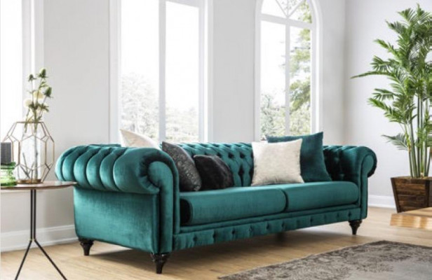 Klassieke Chesterfield driezitsmeubelbank Luxe bank Groen 3-zitsbanken