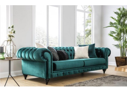 Klassieke Chesterfield driezitsmeubelbank Luxe bank Groen 3-zitsbanken