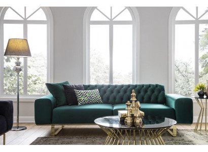 Luxe woonkamerbank 2-zits tweezitter groen bank Chesterfield banken nieuw