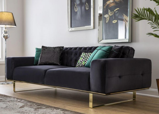 Moderne bank 4 zit ontwerp woonkamer stoffering houtbekleding moderne luxe