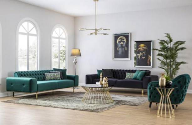 Moderne bank 4 zit ontwerp woonkamer stoffering houtbekleding moderne luxe
