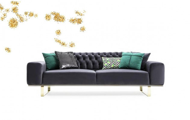 Moderne bank 4 zit ontwerp woonkamer stoffering houtbekleding moderne luxe
