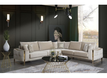 Hoekbank L-vorm Bank Bank Ontwerp Banken Bekleding Textiel Hoekbank Beige