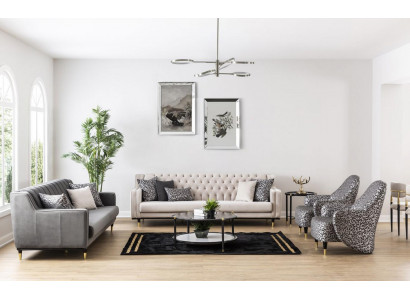 Luxe set van 5 stuks bankstel 3+3+1+1 zits bank salontafel bank fauteuil