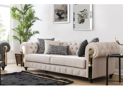Chesterfield bank 3 zit ontwerp woonkamer bekleding hout leer moderne luxe