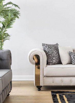 Chesterfield bank 3 zit ontwerp woonkamer bekleding hout leer moderne luxe