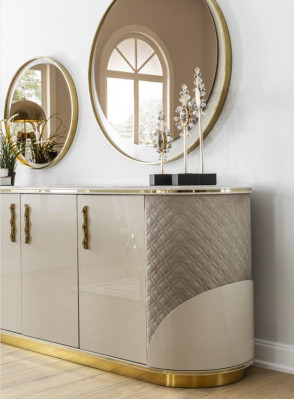 Eetkamerset 10-delig. Garnituur Luxe Tafel 6x Stoel Dressoir Spiegel Meubels Hout