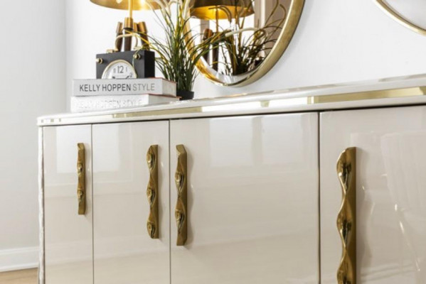 Eetkamerset 10-delig. Garnituur Luxe Tafel 6x Stoel Dressoir Spiegel Meubels Hout