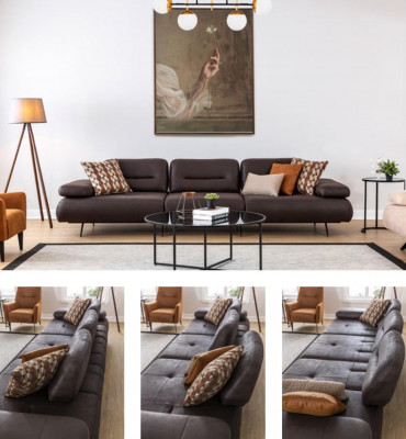 Sofa set 4+3+1+1 zits designbank gestoffeerde bank modern luxe.