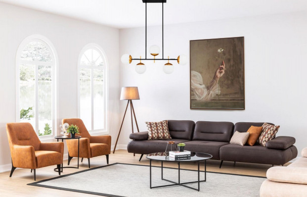 Sofa set 4+3+1+1 zits designbank gestoffeerde bank modern luxe.