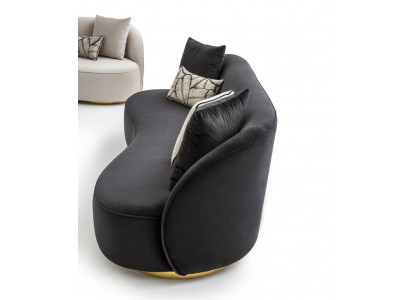 Luxe bankmeubilair woonkamer vierzitter zwart textiel meubilair rond 4-delige