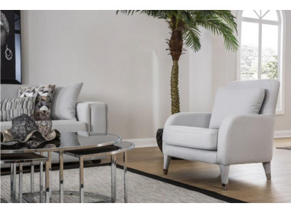 Fauteuil Zitontwerp Woonkamer Bekleding Hout Bekleding Modern Luxe Grijs Nieuw
