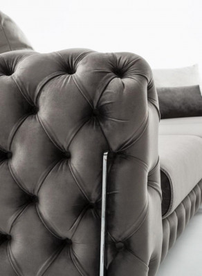 Grijze Chesterfield gestoffeerde bank Bank Hoekbank Set Bekleding Luxe Hoekbanken Nieuw