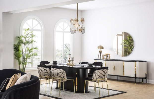 Luxe eetkamer eetkamerset 8-delig set eetgroep stoelset meubilair