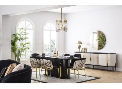 Luxe eetkamer eetkamerset 8-delig set eetgroep stoelset meubilair