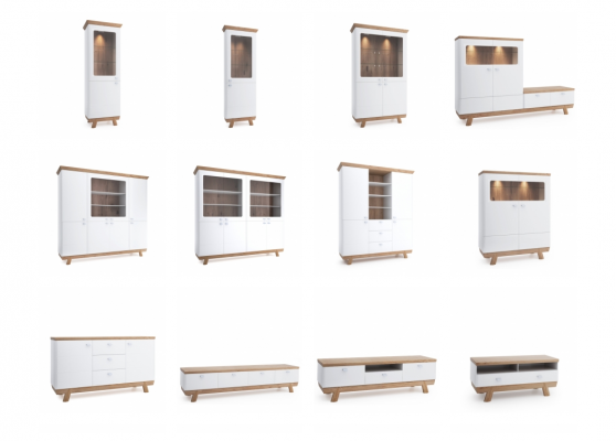 Moderne vitrinekast woonkamer hoge kast hotel vitrines Aspen AS-W12