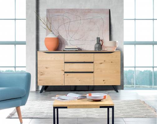 Ladekast Sideboard Hoog dressoir Kast Dressoir 2 deuren 3 laden Plank Hotel
