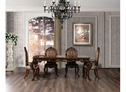 Klassieke eetkamertafel met 4 stoelen in barokke rococostijl meubels