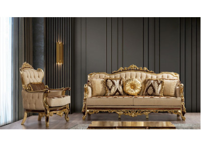 Luxe bankstel Beige bankstel fauteuil 3+1 zits stof design bankstellen