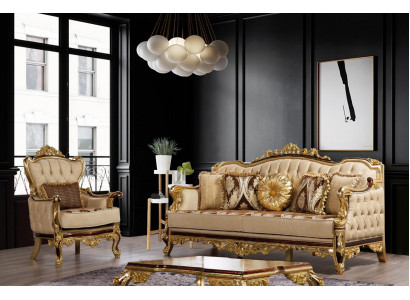 Sofagarnitur Bank Barok Rococo Bankstellen Textiel Chesterfield Bank Tafel 3-dlg.